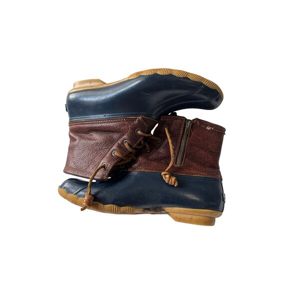 Sperry Size 9 Tan Brown Blue Rubber Hunting Duck Boots Bootie Outdoor Winter - Picture 4 of 13